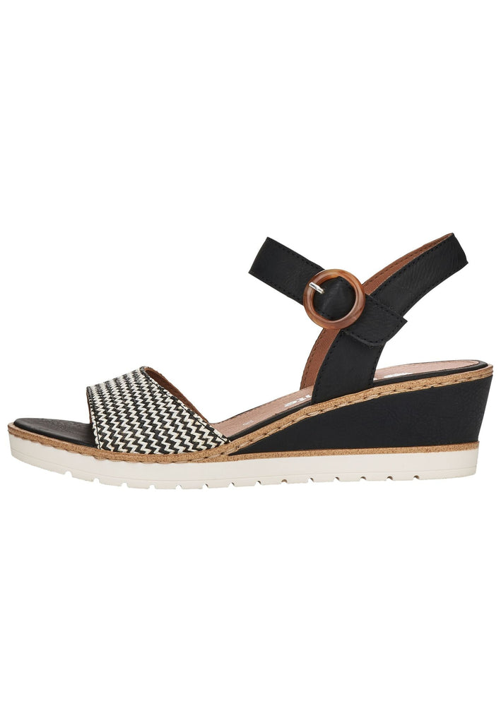Remonte Sandalen Textil Schwarz/Beige - surf4shoes