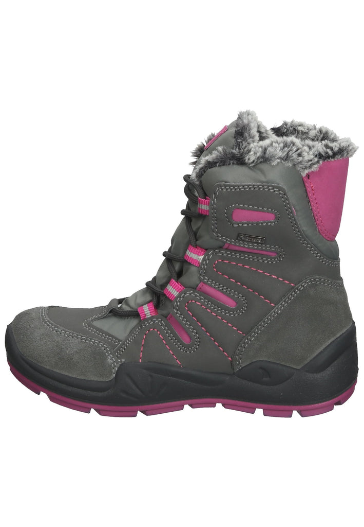 Primigi Stiefelette Lederimitat/Textil Grau/Rosa Warmfutter - surf4shoes