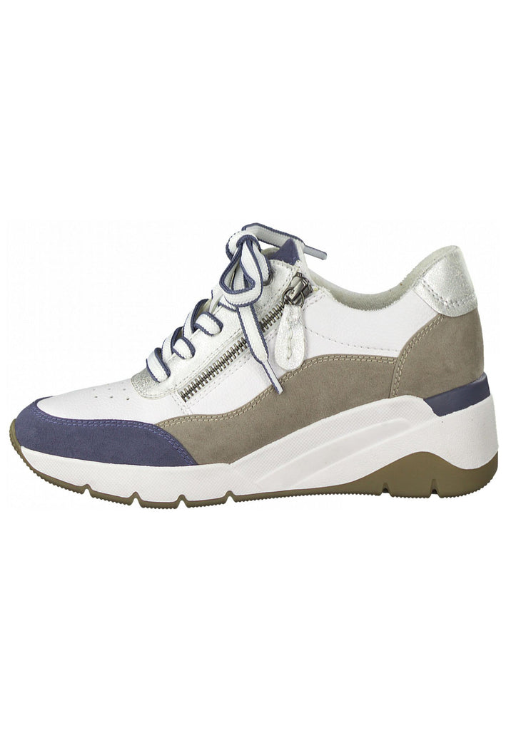 Jana Sneaker Lederimitat/Textil Weiß/Blau - surf4shoes