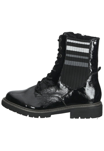 Jana Stiefelette Leder/Textil Schwarz Lack - surf4shoes