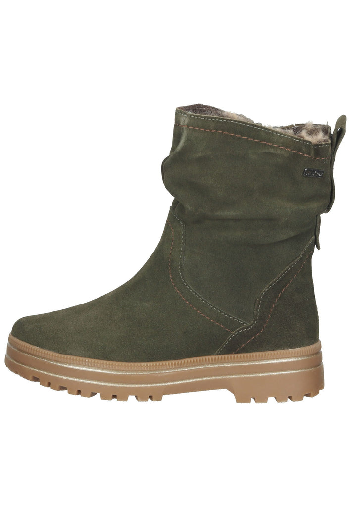 Jana Stiefelette Leder Khaki Warmfutter - surf4shoes