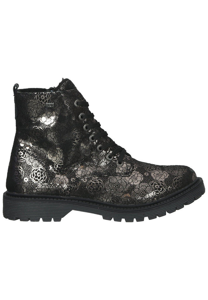 Lurchi Stiefelette Veloursleder Schwarz Flower - surf4shoes