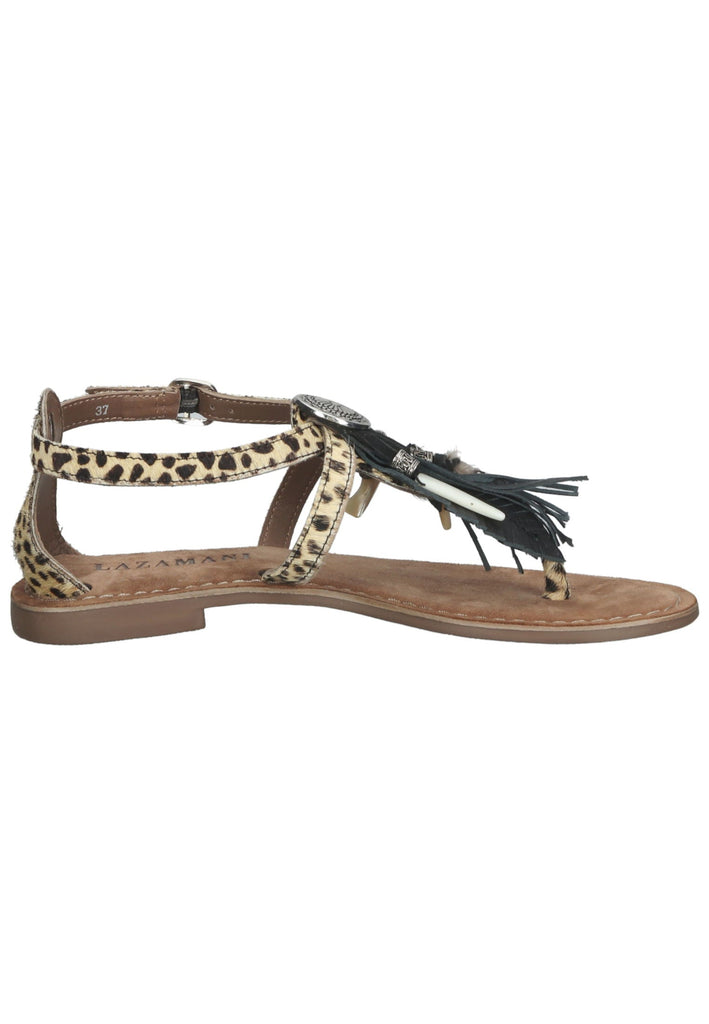 Lazamani Zehensteg Leder Braun/Beige - surf4shoes