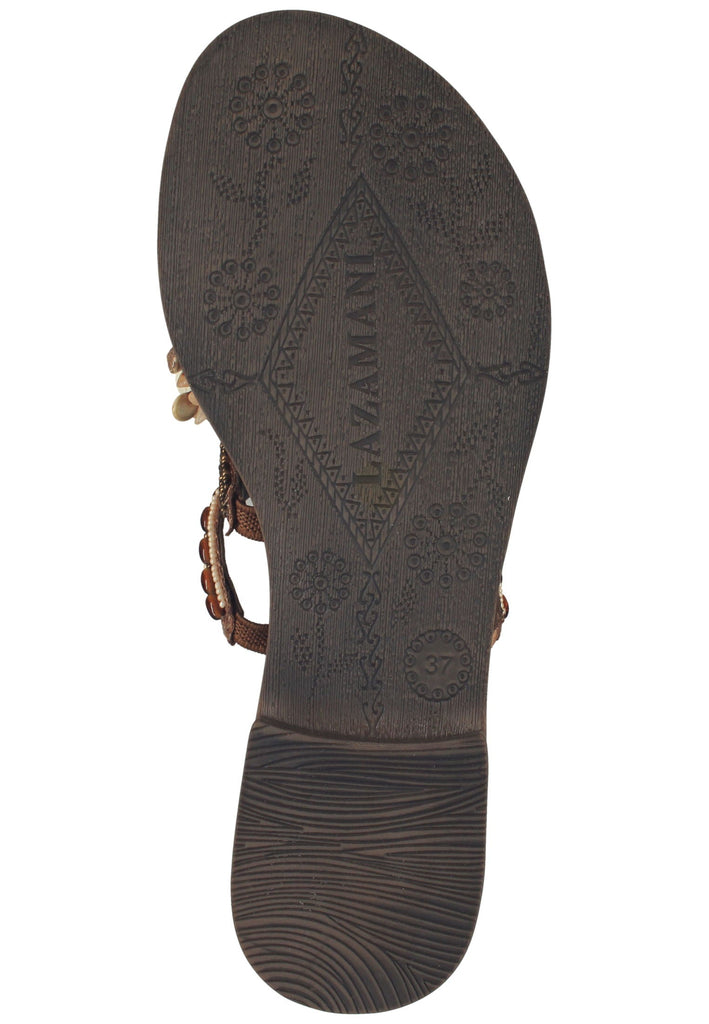 Lazamani Pantoletten Lederimitat/Textil Taupe - surf4shoes