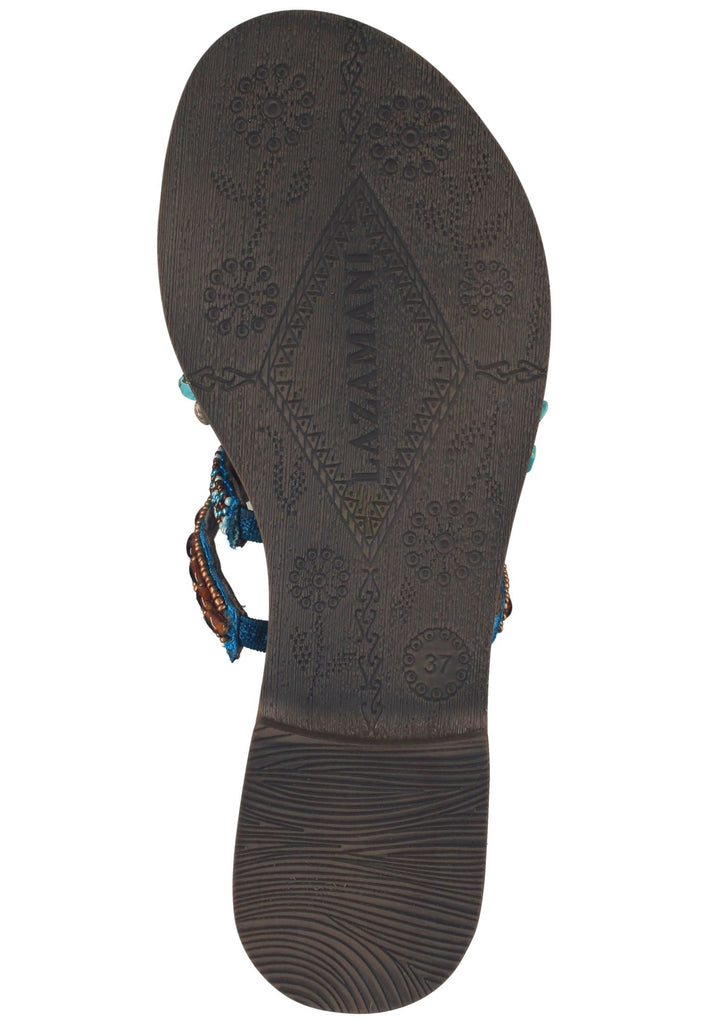 Lazamani Pantoletten Lederimitat/Textil Türkis - surf4shoes