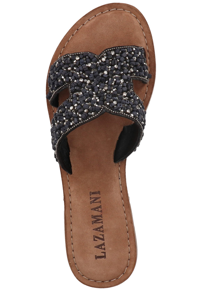 Lazamani Pantoletten Textil Schwarz - surf4shoes