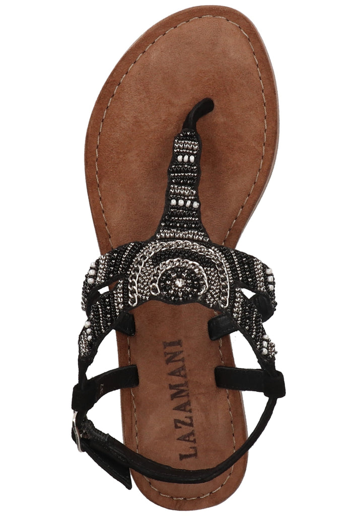 Lazamani Zehensteg Veloursleder/Textil Schwarz - surf4shoes