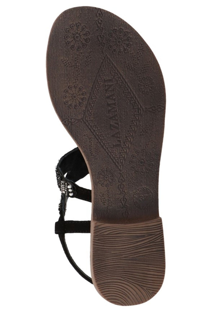 Lazamani Zehensteg Veloursleder/Textil Schwarz - surf4shoes