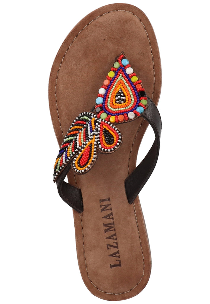 Lazamani Zehensteg Leder/Textil Dunkelbraun - surf4shoes