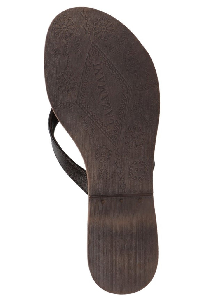 Lazamani Zehensteg Leder/Textil Dunkelbraun - surf4shoes