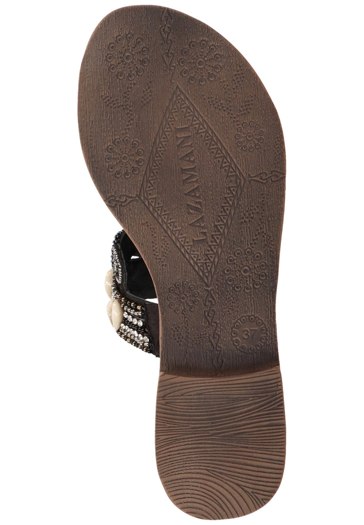 Lazamani Pantoletten Lederimitat/Textil Schwarz - surf4shoes