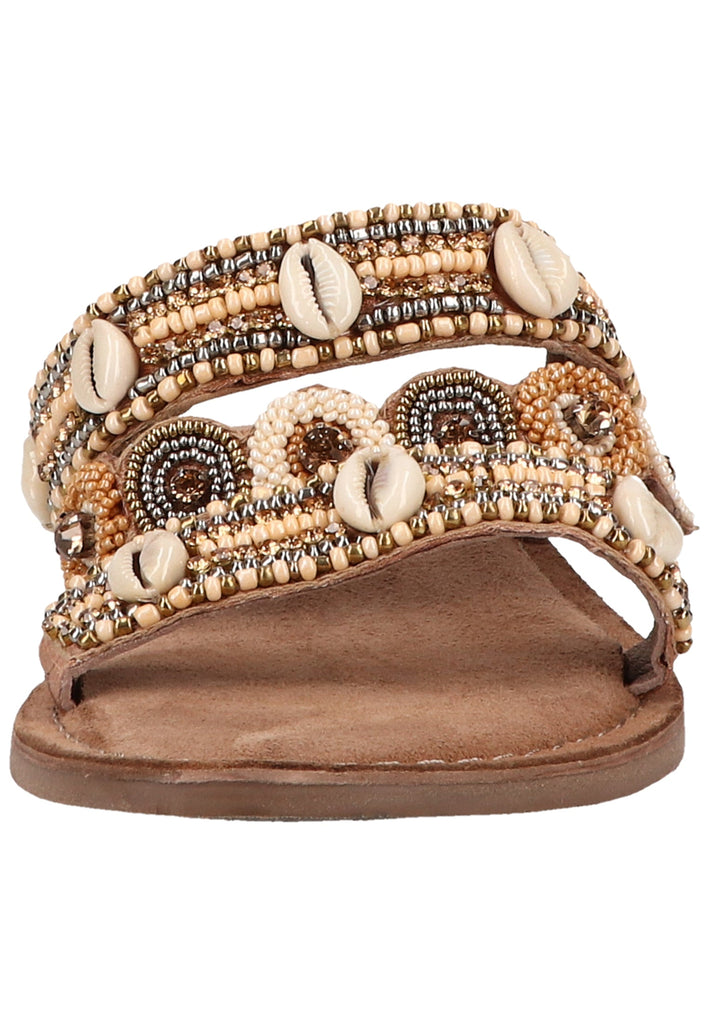 Lazamani Pantoletten Lederimitat/Textil Taupe - surf4shoes