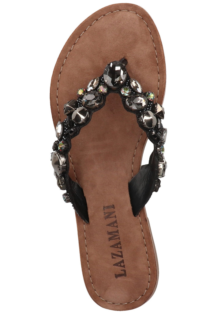 Lazamani Zehensteg Lederimitat/Textil Schwarz - surf4shoes