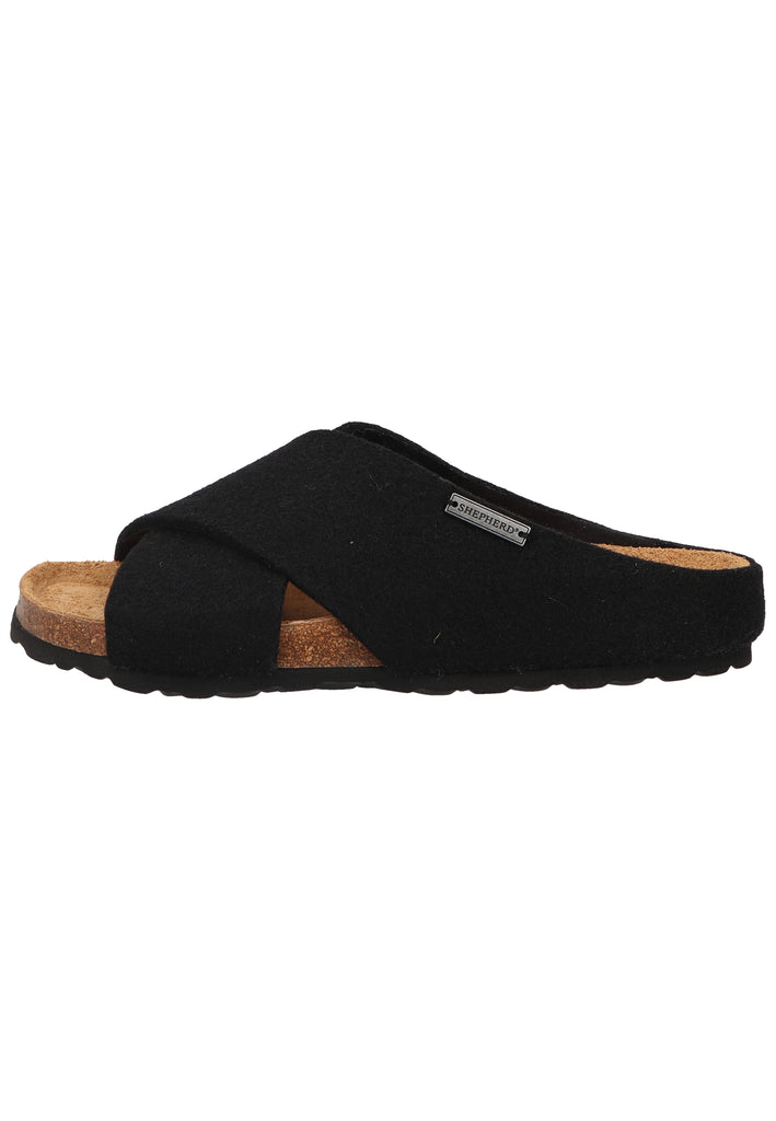 Shepherd Hausschuhe Wolle Schwarz - surf4shoes