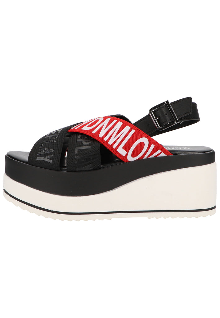 Replay Sandalen Lederimitat/Textil Rot/Schwarz - surf4shoes