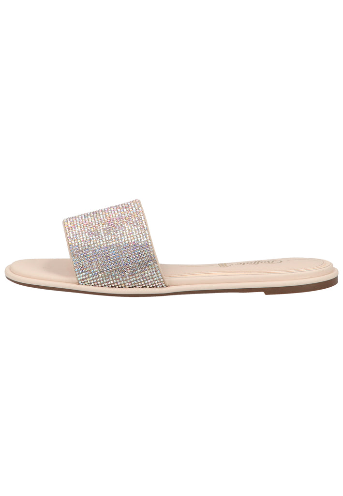Buffalo Pantoletten Lederimitat Beige/Silber - surf4shoes