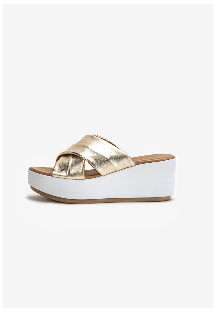 Inuovo Pantoletten Leder Gold - surf4shoes