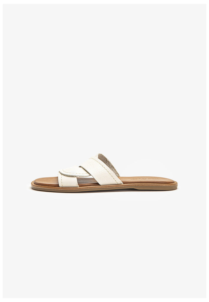 Inuovo Pantoletten Leder Beige/Weiß - surf4shoes