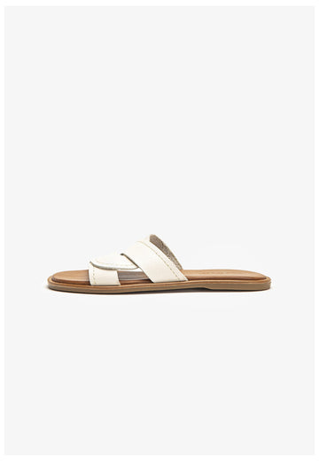 Inuovo Pantoletten Leder Beige/Weiß - surf4shoes
