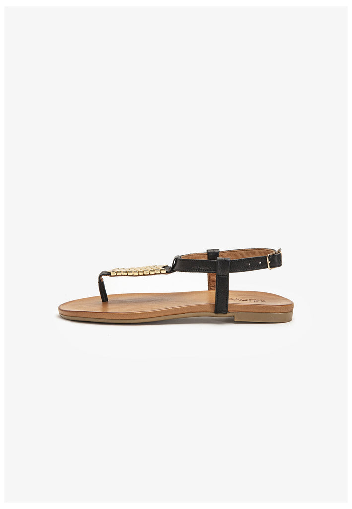 Inuovo Zehensteg Leder Schwarz - surf4shoes