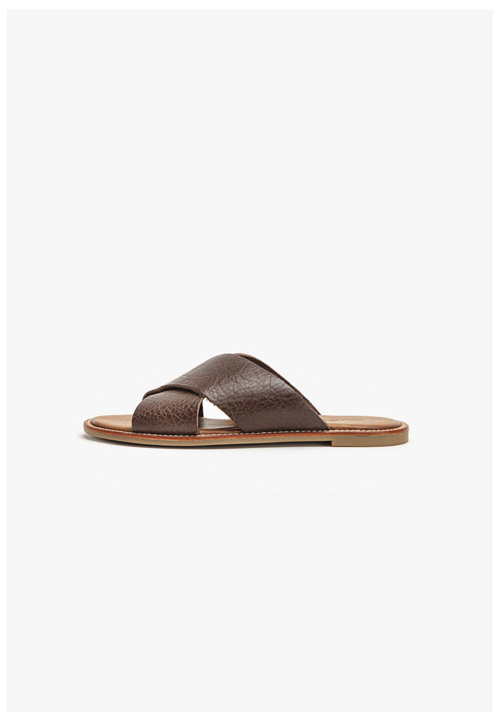 Inuovo Pantoletten Leder Dunkelbraun - surf4shoes