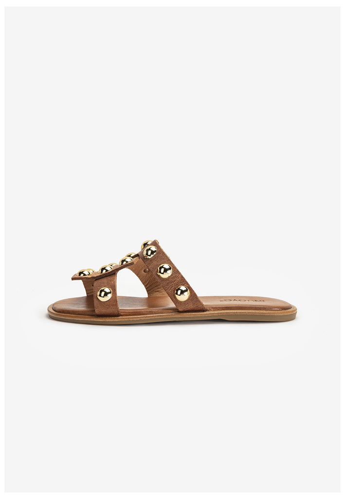 Inuovo Pantoletten Leder Hellbraun - surf4shoes
