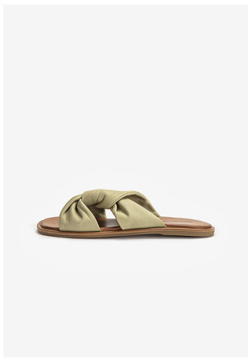 Inuovo Pantoletten Leder Oliv - surf4shoes
