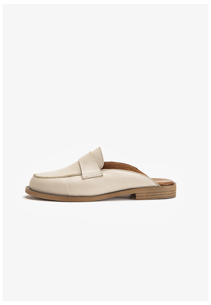 Inuovo Pantoletten Leder Beige - surf4shoes