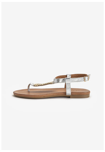 Inuovo Zehensteg Leder Silber - surf4shoes