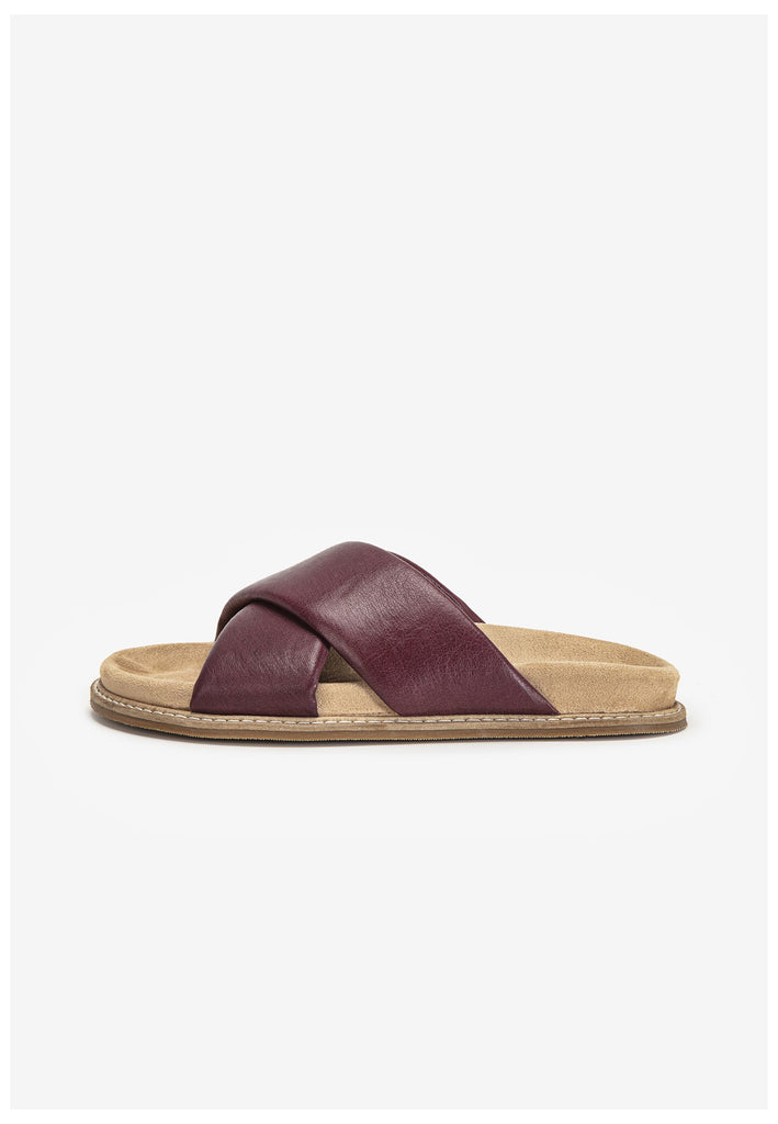 Inuovo Pantoletten Leder Dunkelrot - surf4shoes
