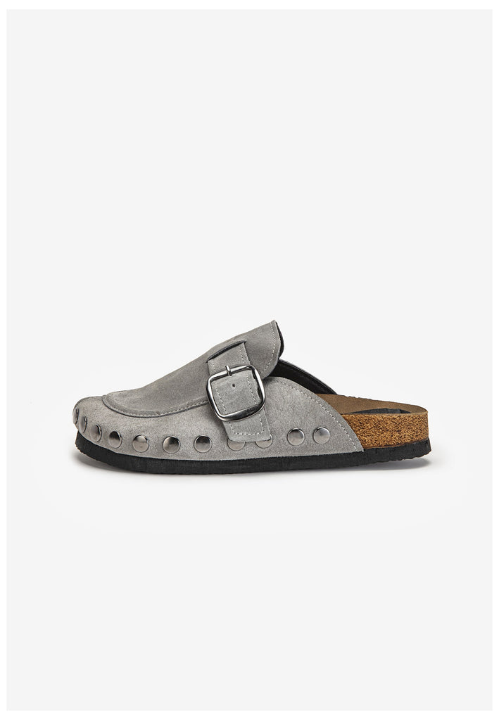 Inuovo Pantoletten Leder Hellgrau - surf4shoes