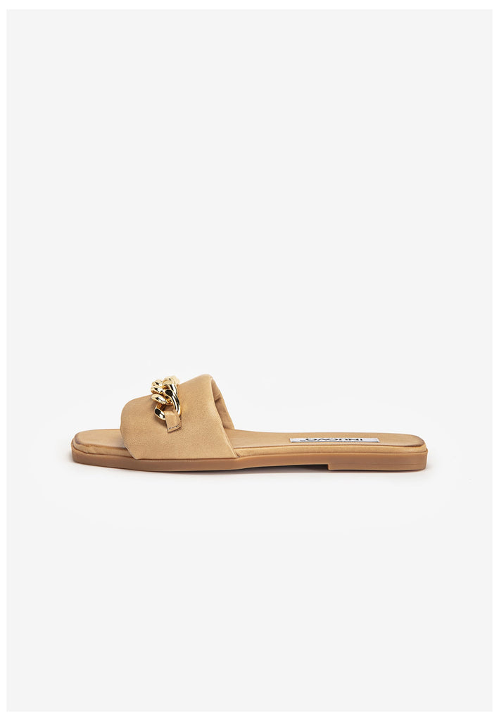 Inuovo Pantoletten Leder Hellbraun - surf4shoes
