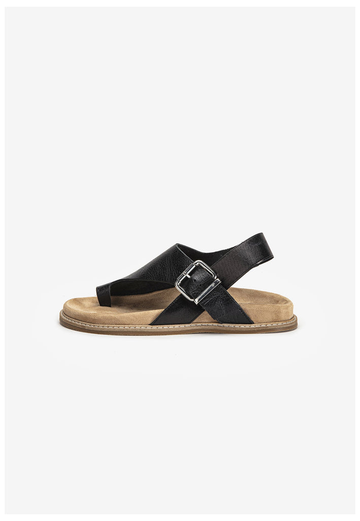 Inuovo Zehensteg Leder Schwarz - surf4shoes