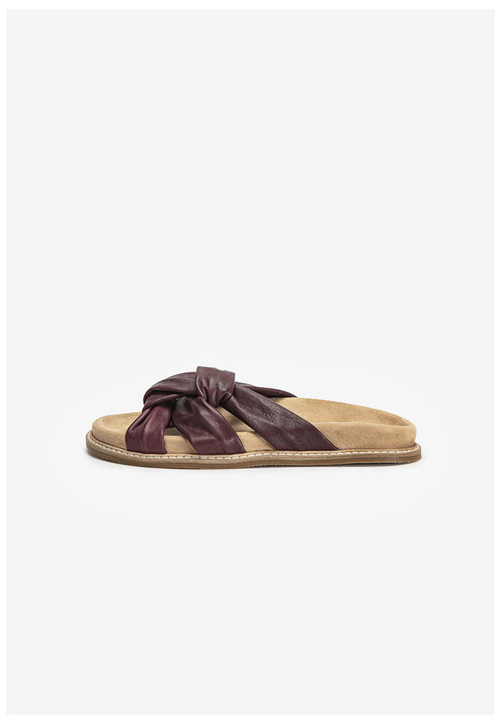Inuovo Pantoletten Leder Dunkelrot - surf4shoes