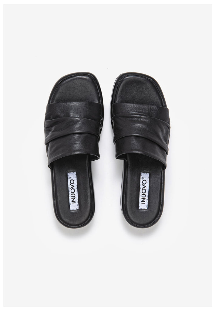 Inuovo Pantoletten Leder Schwarz - surf4shoes