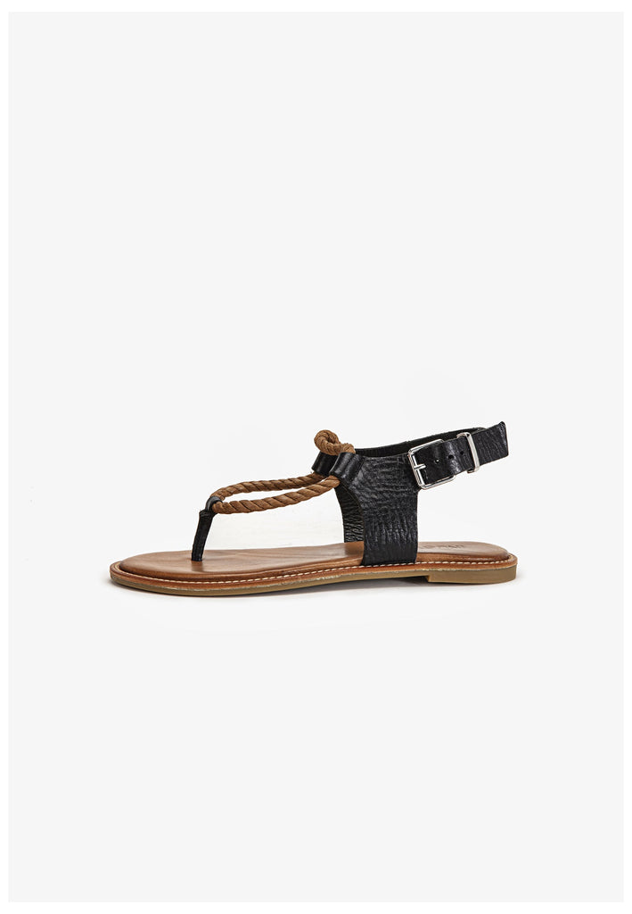 Inuovo Zehensteg Leder/Textil Schwarz - surf4shoes