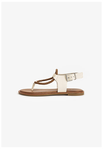 Inuovo Zehensteg Leder/Textil Beige - surf4shoes