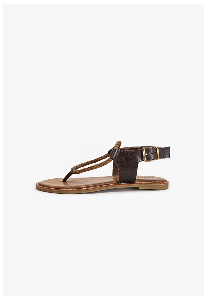 Inuovo Zehensteg Leder/Textil Dunkelbraun - surf4shoes