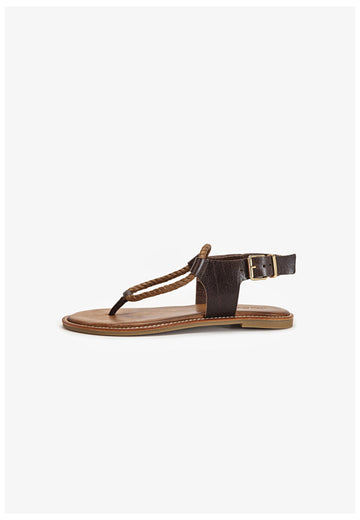 Inuovo Zehensteg Leder/Textil Dunkelbraun - surf4shoes