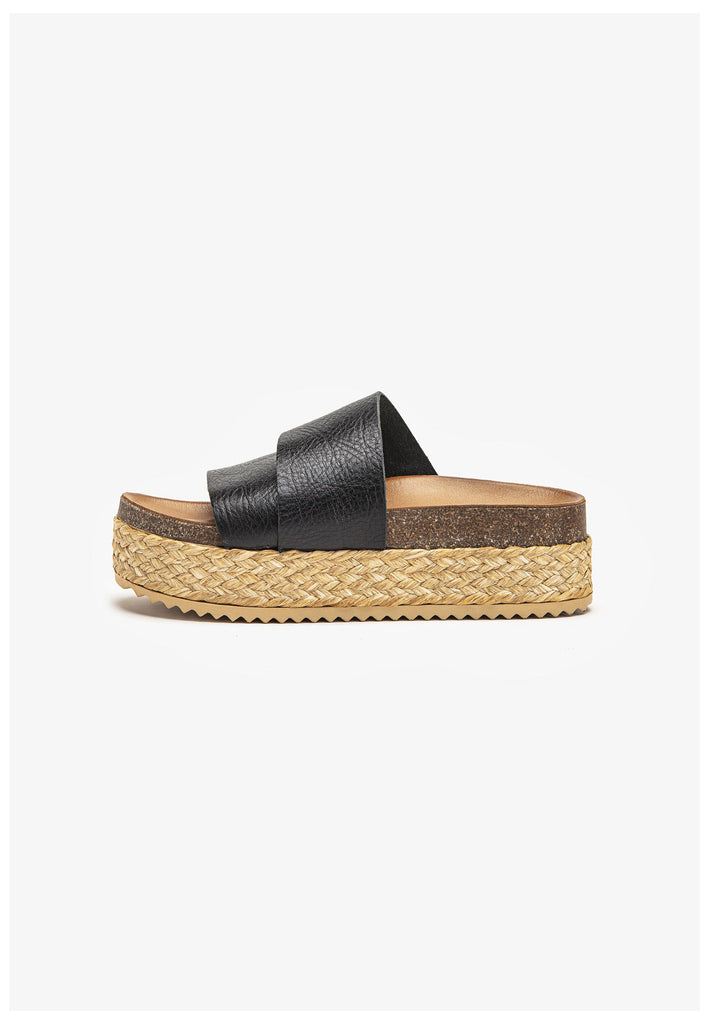 Inuovo Pantoletten Leder Schwarz - surf4shoes