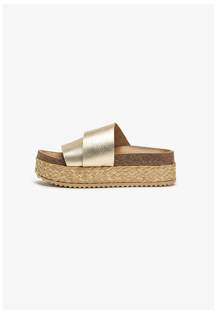 Inuovo Pantoletten Leder Gold - surf4shoes
