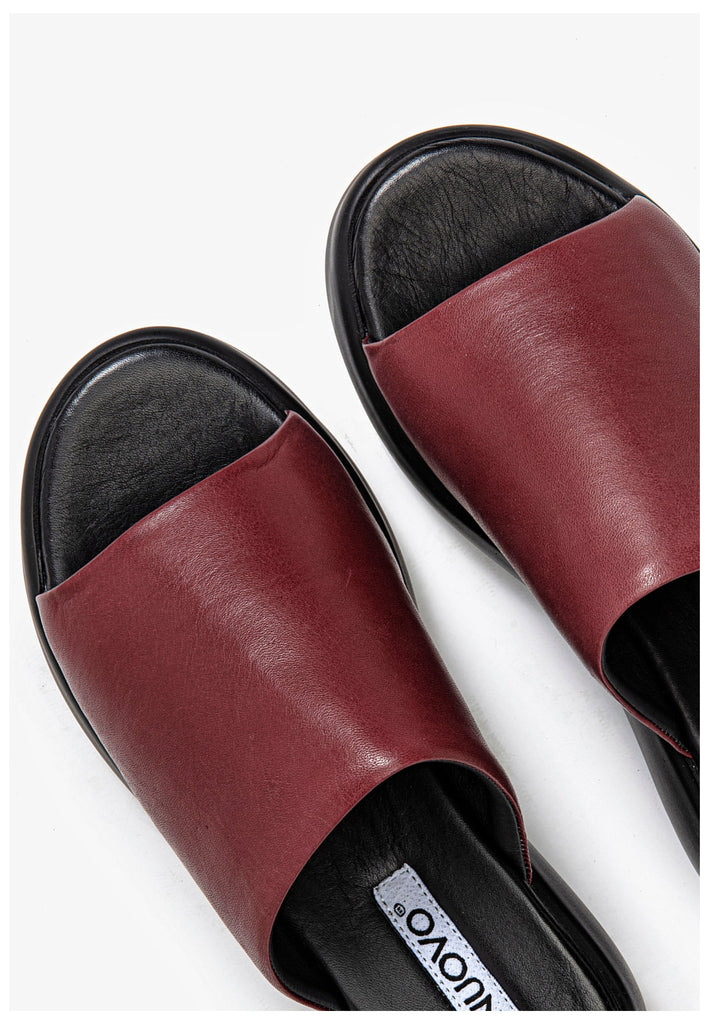 Inuovo Pantoletten Leder Dunkelrot - surf4shoes