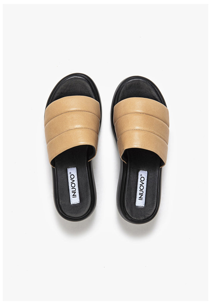 Inuovo Pantoletten Leder Hellbraun - surf4shoes