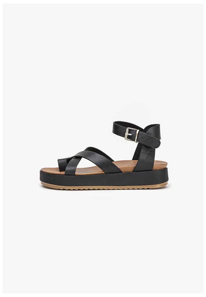 Inuovo Zehensteg Leder Schwarz - surf4shoes