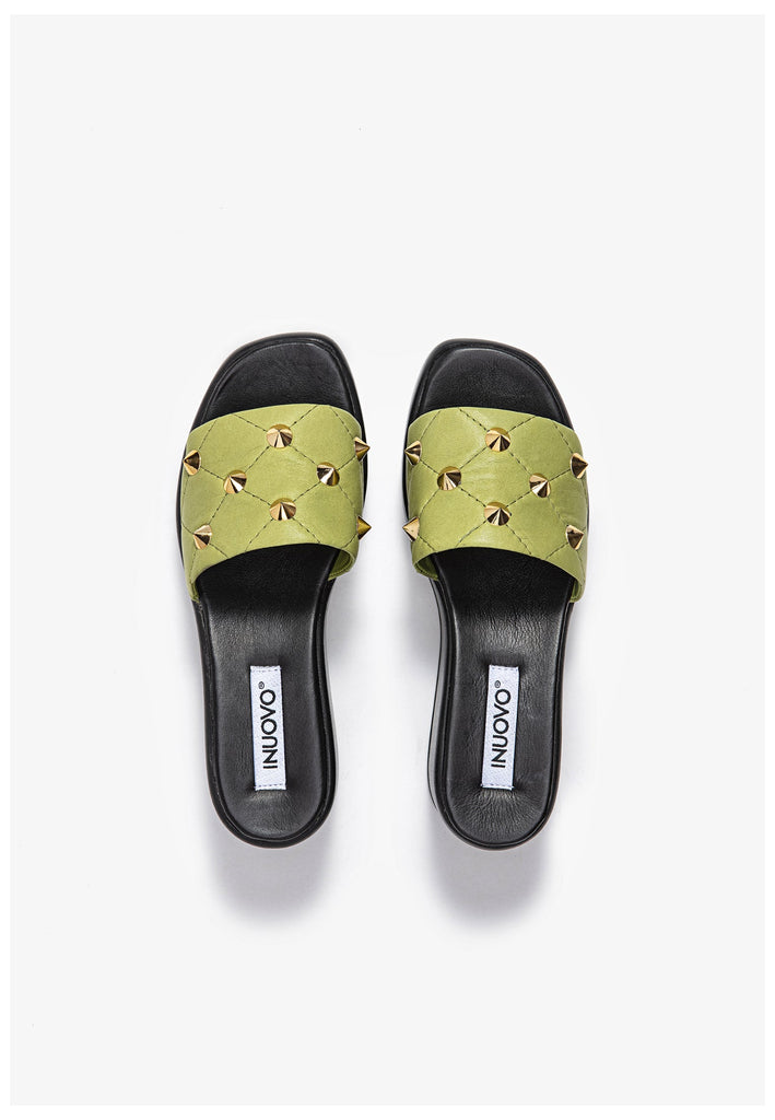 Inuovo Pantoletten Leder Grün - surf4shoes