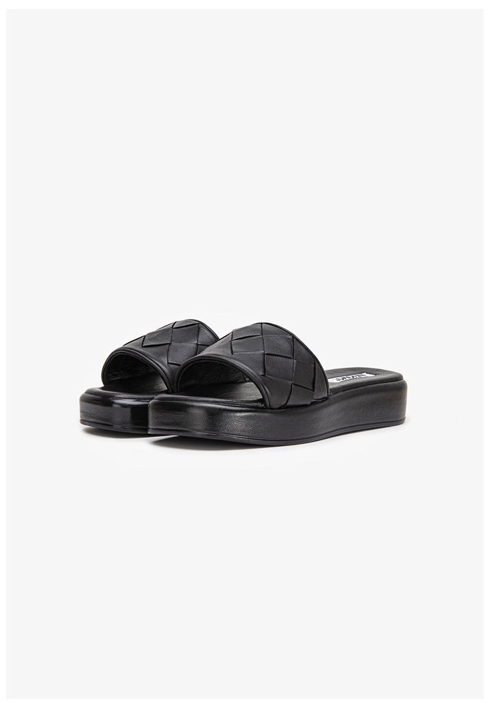 Inuovo Pantoletten Leder Schwarz - surf4shoes