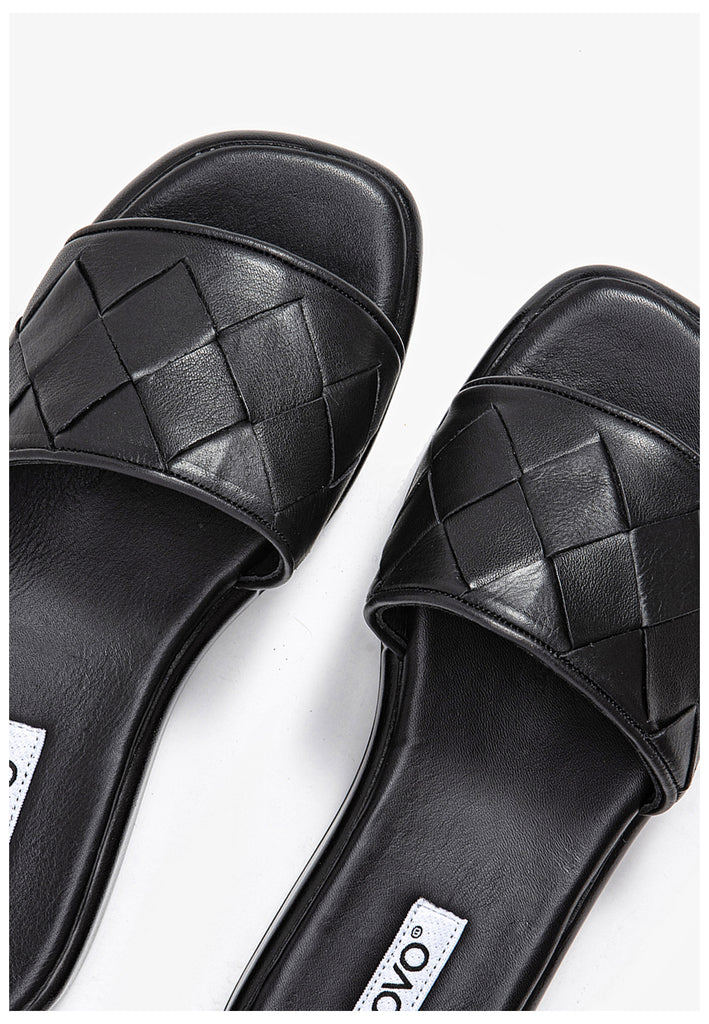 Inuovo Pantoletten Leder Schwarz - surf4shoes