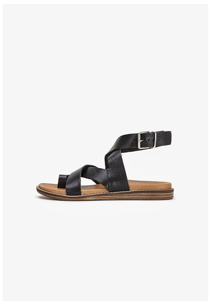 Inuovo Zehensteg Leder Schwarz/Schwarz - surf4shoes
