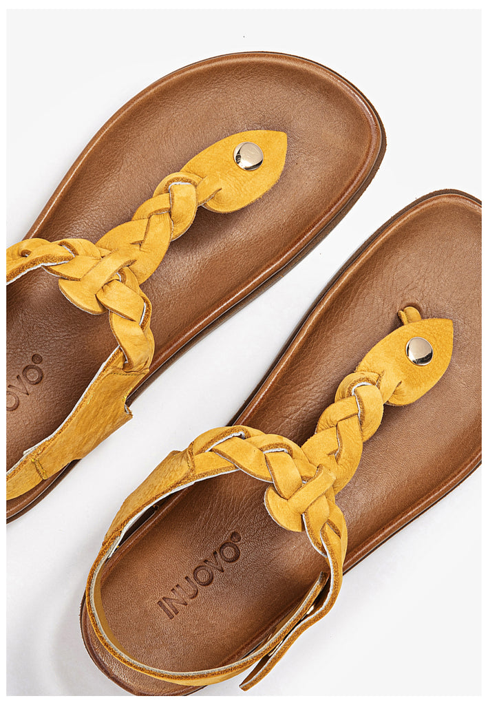 Inuovo Zehensteg Leder Senf - surf4shoes