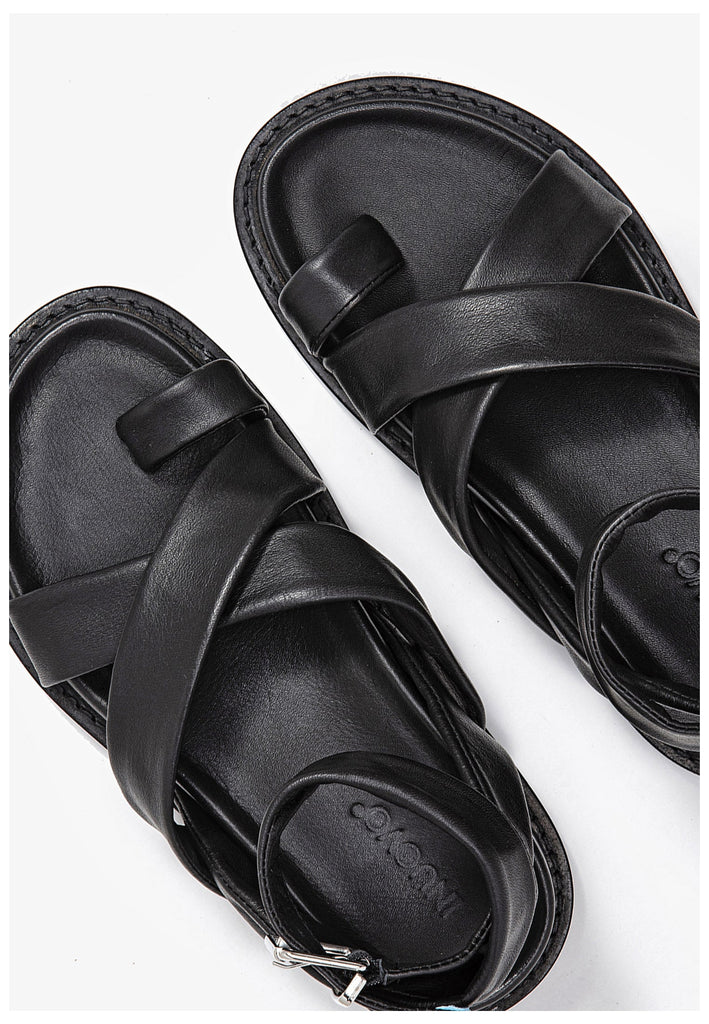 Inuovo Zehensteg Leder Schwarz - surf4shoes